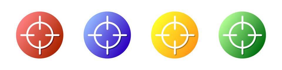 Targets icons set. Vector set of colored targets buttons in flat style. Concept icons with targets for web design and graphical interface. Target icons for games. Vector illustration.