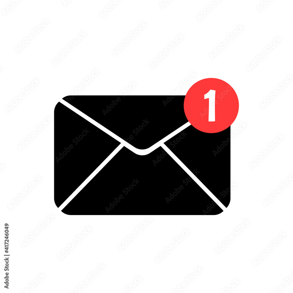 Poster Mail new message icon. New message vector icon in flat style. Icon for web design and graphic interface. Vector illustration. Internet icon.