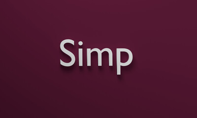 SIMP word seen on the dark burgundy background. New vocabulary word. 3D rendering. Illustration.