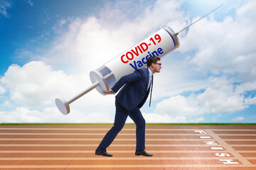 Businessman in covid-19 coronavirus vaccination concept