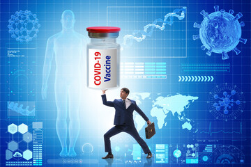 Businessman in covid-19 coronavirus vaccination concept