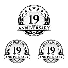 19 years anniversary collection logotype. Vector and illustration.
