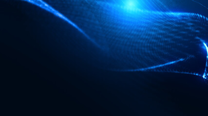 Obraz premium Dot blue wave light screen gradient texture background. Abstract ai technology big data digital background. 3d rendering.