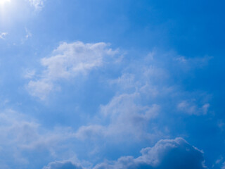 Clouds in the sky and light are coming down.