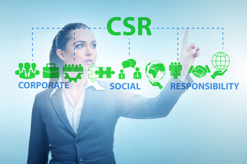 Concept of CSR - corporate social responsibility with businesswo