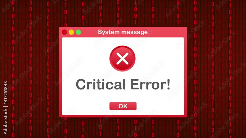 Poster vintage user interface. critical error warning message. motion graphics.