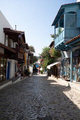 Fototapeta na wymiar Mediterranean style streets of Kaş province of Antalya, Turkey.