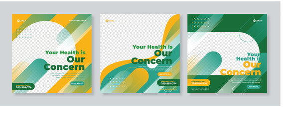 Healthcare Post Template Social Media Banners. - Vector