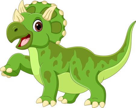 Cartoon happy triceratops on white background