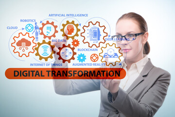 Businessman in digital transformation concept