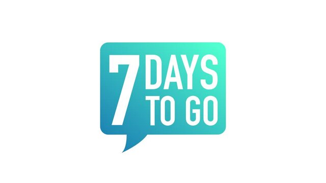7 Days Left label on white background. Flat icon. Motion graphics.