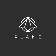 Airplane & Travel Logo. Icon & Symbol Vector Template. on black background