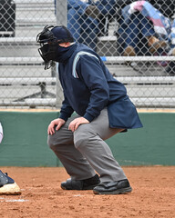 Baseball or Softball umpire calling balls and strikes during a game