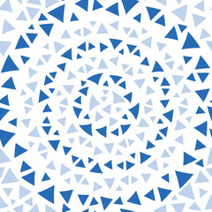 Abstract geometric blue white triangles seamless pattern print background. Vector illustration perfect for fabric, textile, wallpaper, stationery, packaging, home and garden decor projects. Surface