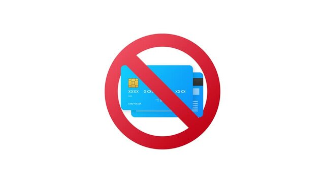 Cash only, Stop sign. No debit or credit card. Money sign. Motion graphics.
