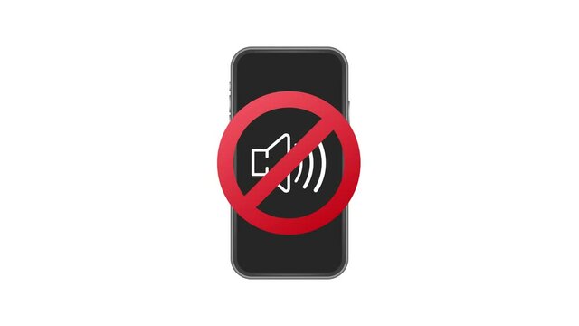 No sound phone. Telephone call. Cell phone icon. Device icon. Motion graphics.