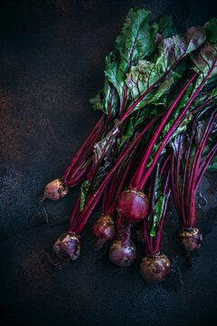 Bunch of beetroot with stems and leaves