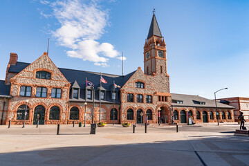 Exterior of the Union Pacific Railroad Depot Museum in Cheyenne.  Built in the 1880s and now a National Historic Landmark - 417257820