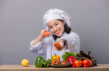 Portrait of beautiful girls chef