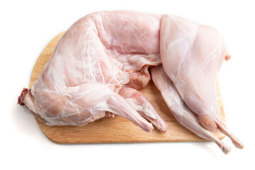 Whole raw rabbit isolated on a white background. Side view. © zgurski1980