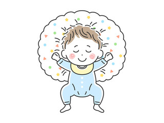 授乳クッションで寝ている赤ちゃんのイラスト