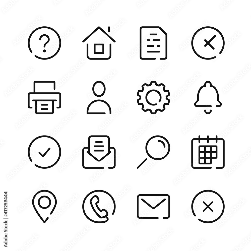 Poster interface icons. vector line icons. simple outline symbols set