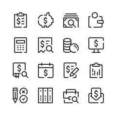 Accounting icons. Vector line icons. Simple outline symbols set