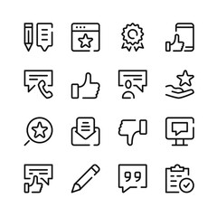 Review icons. Vector line icons. Simple outline symbols set