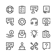 Technical support icons. Vector line icons. Simple outline symbols set