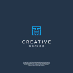 Abstract Combination of T and H Letter Logo Design Inspiration