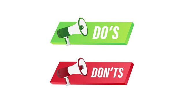 Do s and Don ts like thumbs up or down. flat simple thumb up symbol minimal round logotype element set graphic design isolated on white. Motion graphics.