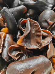 Wood-ear Mushroom close up. Texture. Mu er.