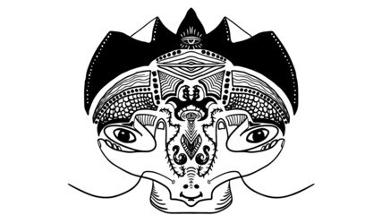 Creature with a hat china hands eyes