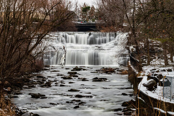 winter waterfall in the park