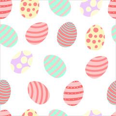Vector seamless pattern with multi-colored eggs. A pattern for the holiday of Easter.