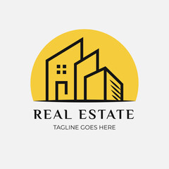 Fototapeta premium Modern real estate logo design, Initial logo for House, Home, Historical, Hotel logo design