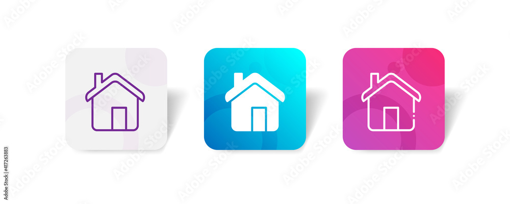 Poster simple minimal home house pixel perfect icon set bundle in line, solid, glyph, 3d gradient style