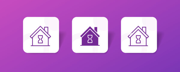 home processing with hourglass pixel perfect icon set bundle in line, solid, glyph, 3d gradient style