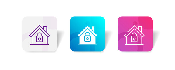 smart home lock security pixel perfect icon set bundle in line, solid, glyph, 3d gradient style