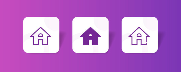 simple minimal home house pixel perfect icon set bundle in line, solid, glyph, 3d gradient style