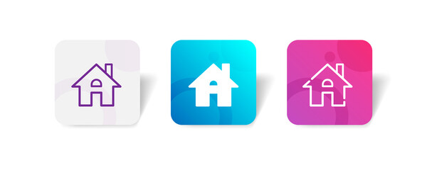 simple minimal home house pixel perfect icon set bundle in line, solid, glyph, 3d gradient style