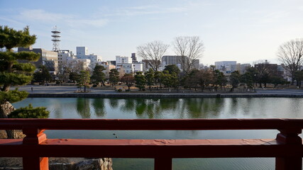 view of the city in Nagano Japan Matsumoto castle