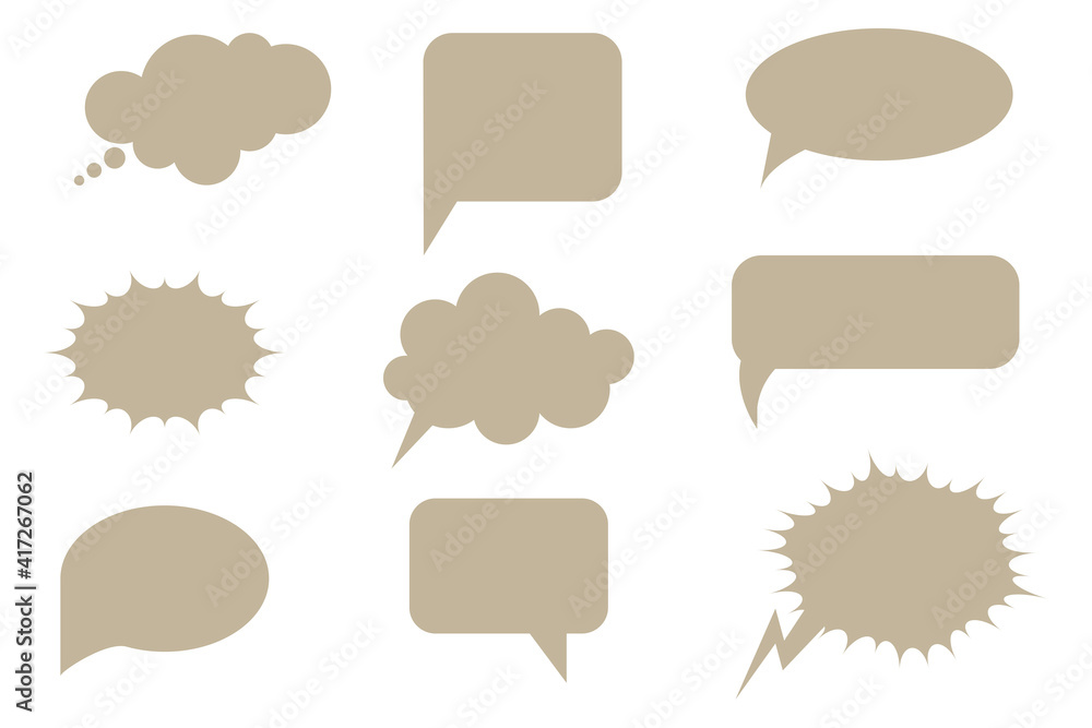 Poster speech bubble. flat abstract design. retro flat advertising with message icons brown. vector templat