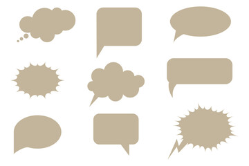 Speech bubble. Flat abstract design. Retro flat advertising with message icons brown. Vector template. Stock image. EPS 10.