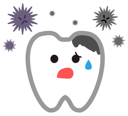 おびえる歯のキャラクター　虫歯