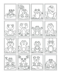 
Pack of Cute Frog Coloring Pages

