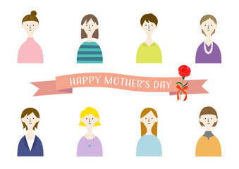 Mother's Day / Illustration set of women (white background / vector / cut out)