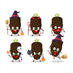Halloween expression emoticons with cartoon character of black salsify