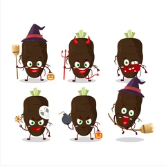 Fotobehang Halloween expression emoticons with cartoon character of black salsify © kongvector