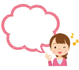 若い女性　ふきだし　口コミ　主婦　母親